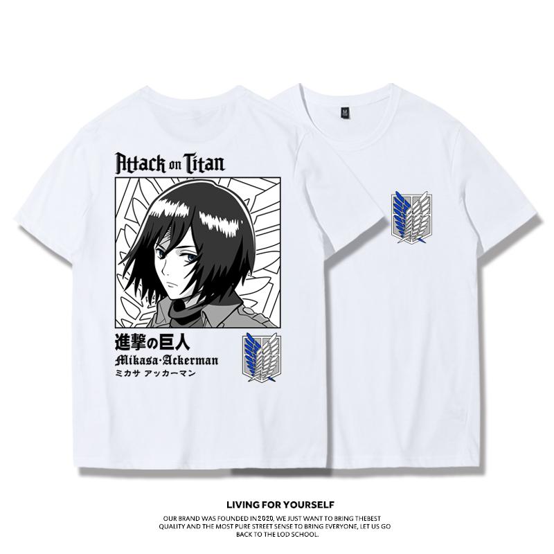 Attack Giant T-shirt Wings of Freedom Alan Mikasa Livel Soldier Anime 100% Cotton Short Sleeve Men's Fashion