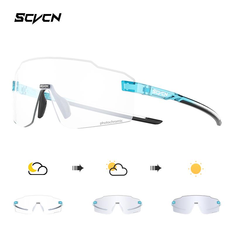 SCVCN Farbige photochrome Radsportbrille Sonnenbrille für Herren Radsport Straßen- und Mountainbike-Brille sowie für Damen Freizeit Wandern Winddicht