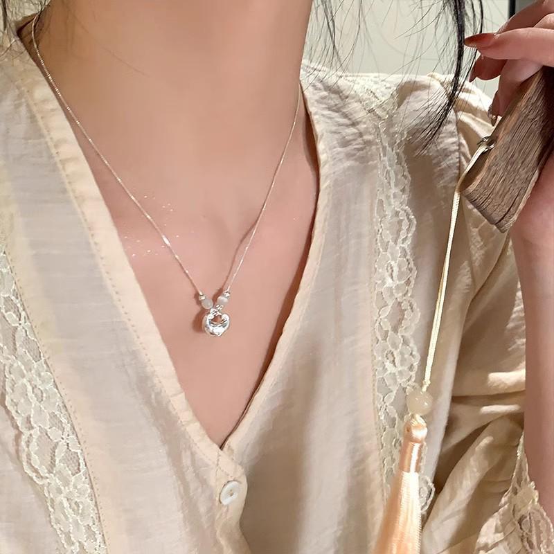 Korean Titanium Steel Pearl Necklace with Zircon Pendant - Luxury Choker Chain