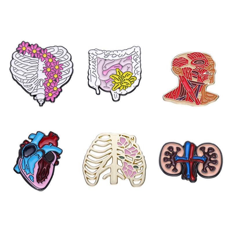 Contemporary Organ Human Design Brooch Heart And Brain Shape Stylish Metal Pin