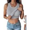 Women S Round Neck Solid Color Tank Top With Built In Bra For Summer
