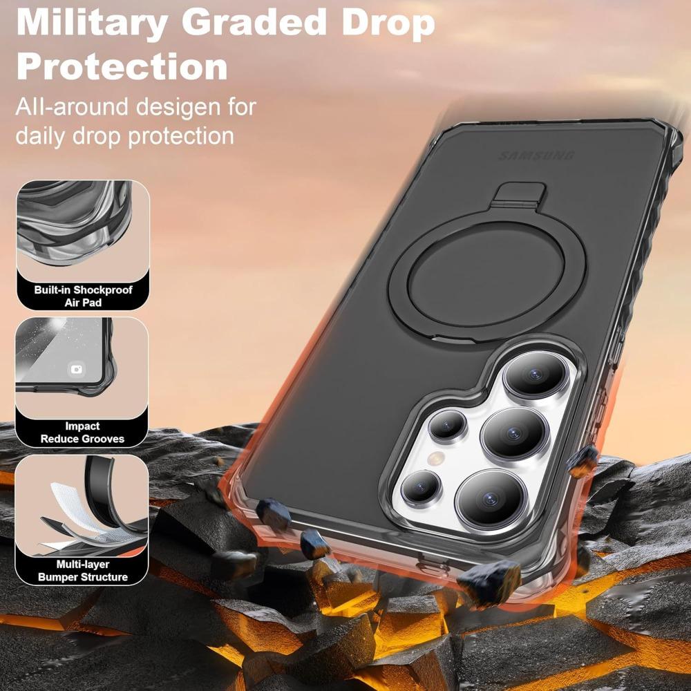 High Quality PC+TPU Magnetic 360°Rotating Ring Holder Case For Samsung Galaxy S26 S25 S24Ultra Plus For MagSafe Shockproof Cover
