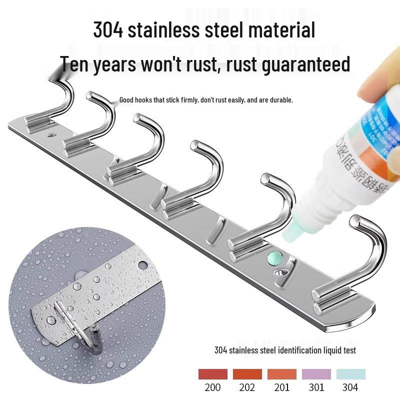 Wandmontierter Edelstahl-Mantelständer mit Klebehaken