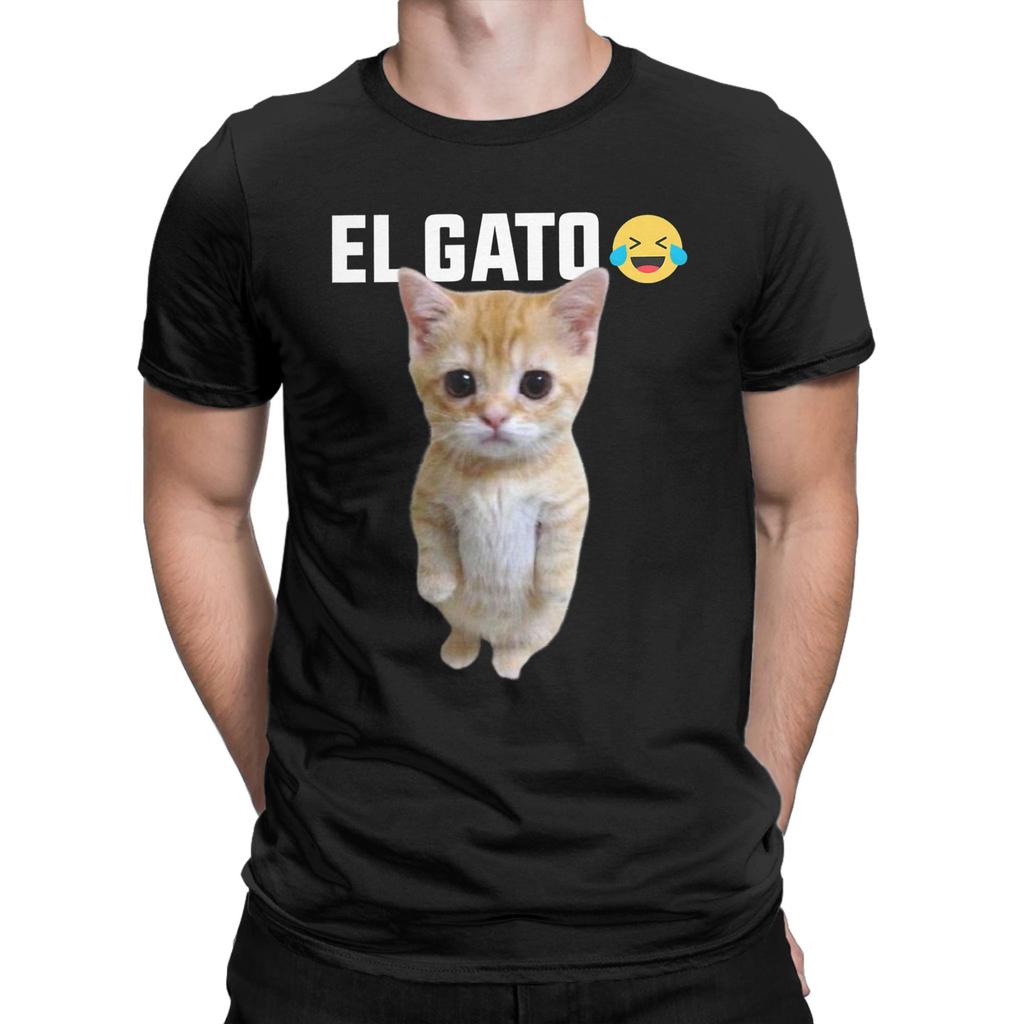 El Gato Meme Sad Crying Cat Munchkin Kitty Meme TShirt Summer Cotton T Shirts For Man Tshirt Short Sleeves Y2K Retro Clothing