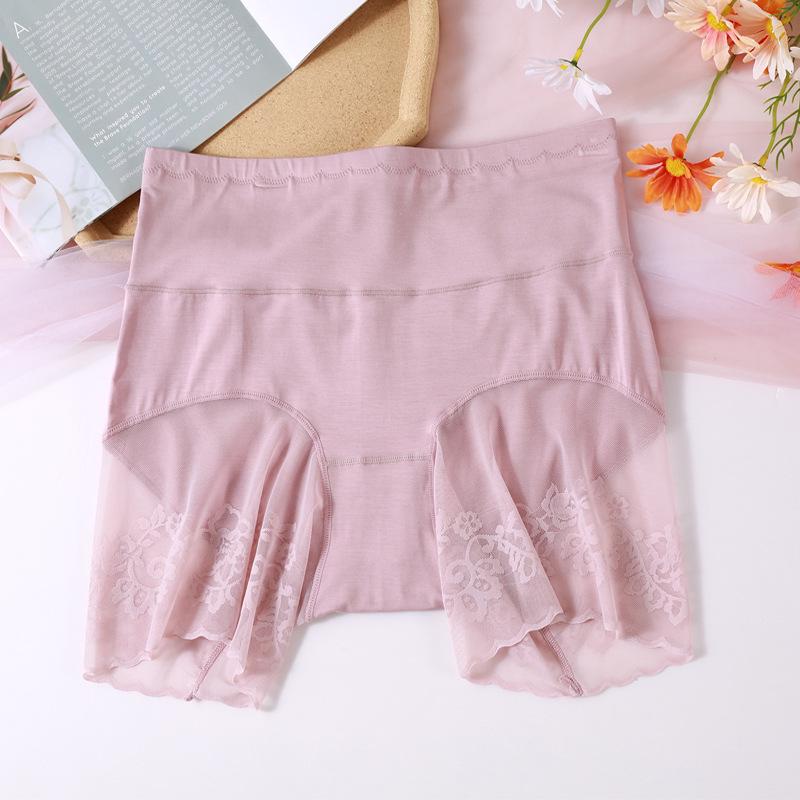 

High-Waist Lace Trim Plus Size Women s Summer Safety Leggings Large (suggest 110-160 Jin) рожевий