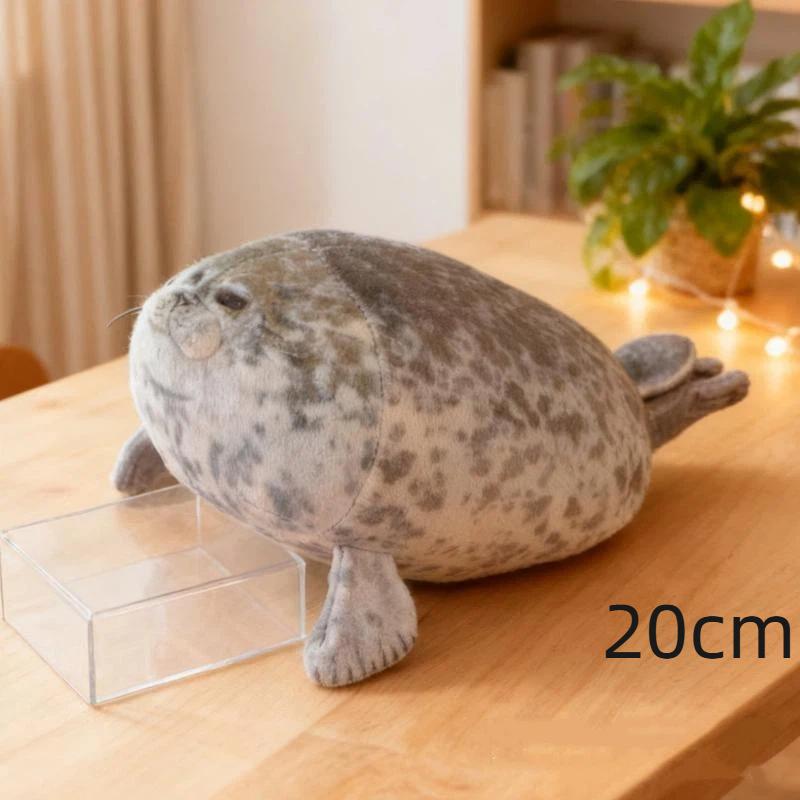 Fluffy Chubby Blob Seal Pillow Cute Soft Stuffed Animal Plush Toy Non-Toxic PP Cotton for Bedroom Nap Kids Gift 20cm серый