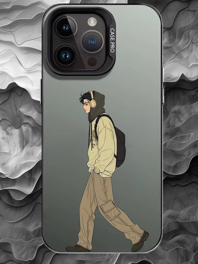 

S-Street figure illustration Phone Case For iPhone 17 16 15 14 13 12 11 Pro Max Plus Silver Matte Black Cover iPhone11PROMAX