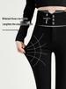 Women's Black High-Waisted Velvet-Lined Skinny Pants for Autumn/Winter 2025