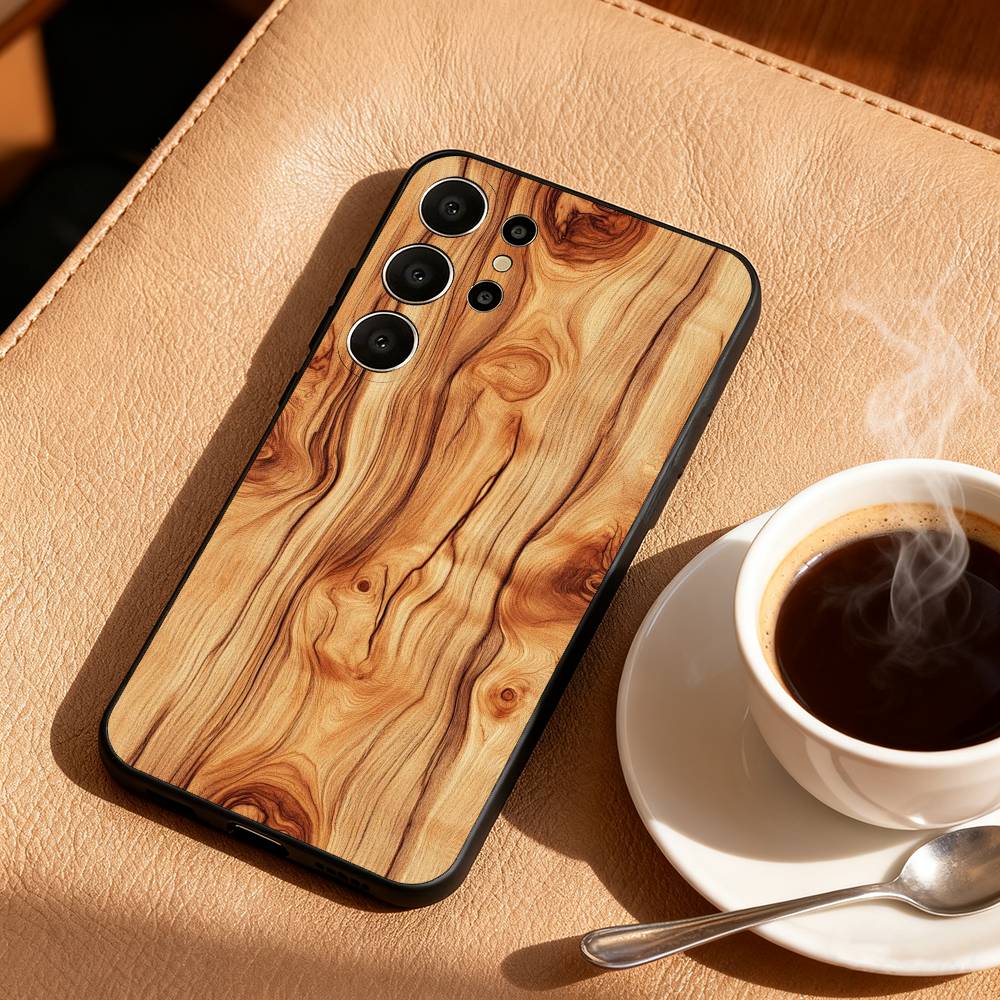 N-Natural W-Wood G-Grain Art Phone Case For Samsung S26,S25,S24,S21,S22,S23,S30,Ultra,S20,FE,Lite,10,9,Black Cover