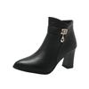 Fashion Fashion Women Short Boots Autumn and Winter New Pointed Side Zipper High Heel Ankle Boots Botines De Mujer Ladies Leather Boots