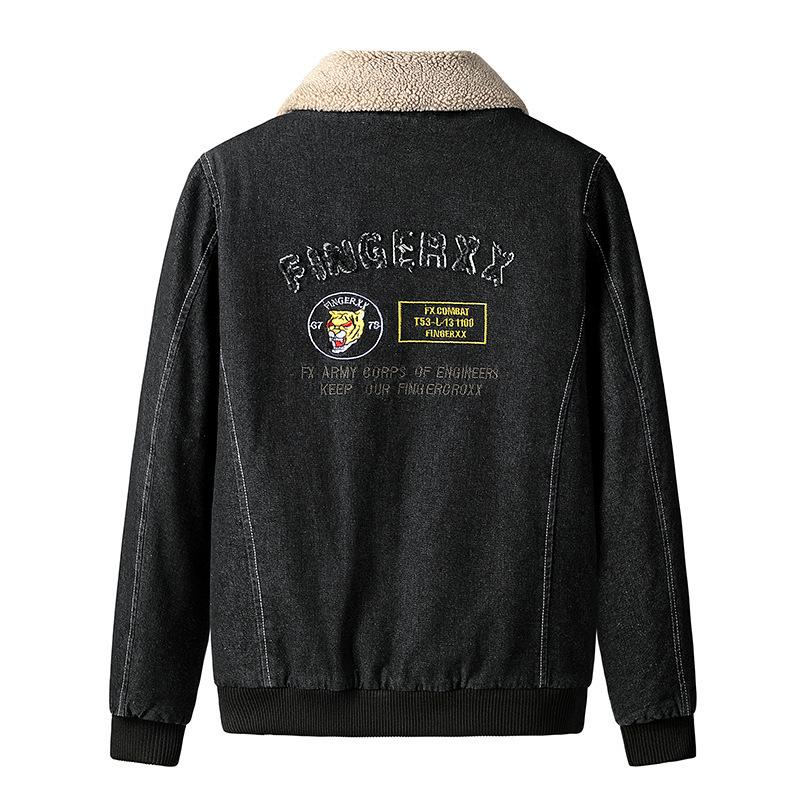 Men's Autumn and Winter Korean Version with Cashmere Denim Thickened Thermal Jacket Trend Winter Clothing