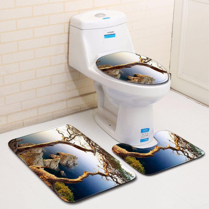 3D Landscape Bathroom Toilet Three-Piece Floor Mat Door Mat Bathroom Carpet