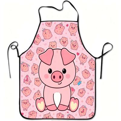 1 Piece of Fun Animal-Themed Apron, Cute and Sweet Pink Piglet Retro Design Apron, Unisex, Perfect for Crafting, Baking, Painting, Kitchen and Househo