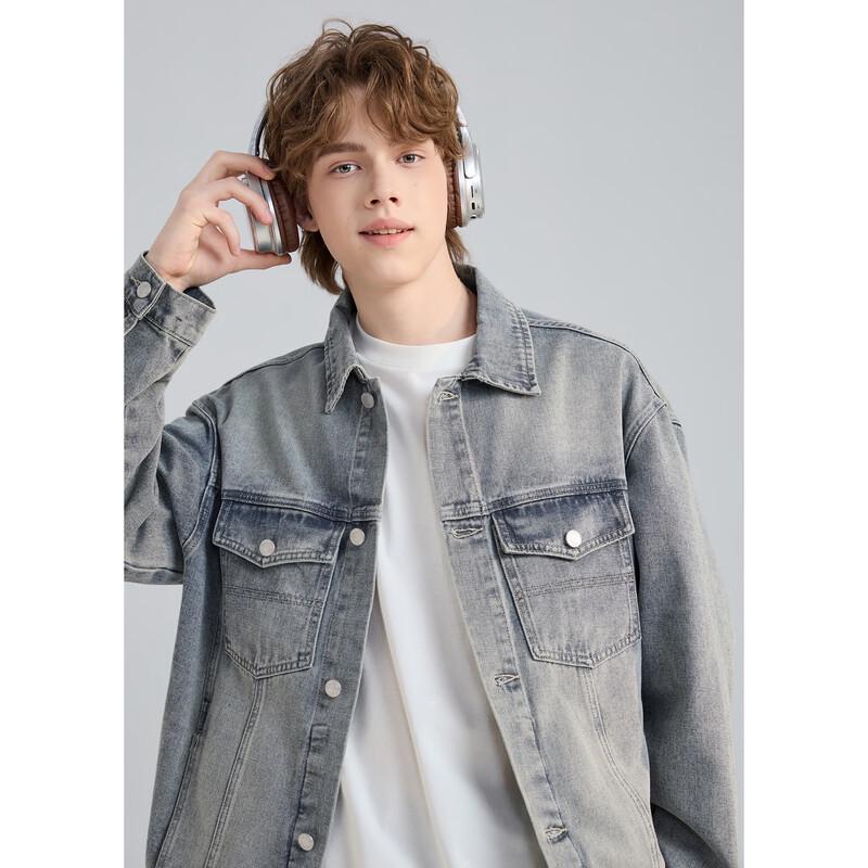 TonLion Men's Spring Collared Denim Jacket