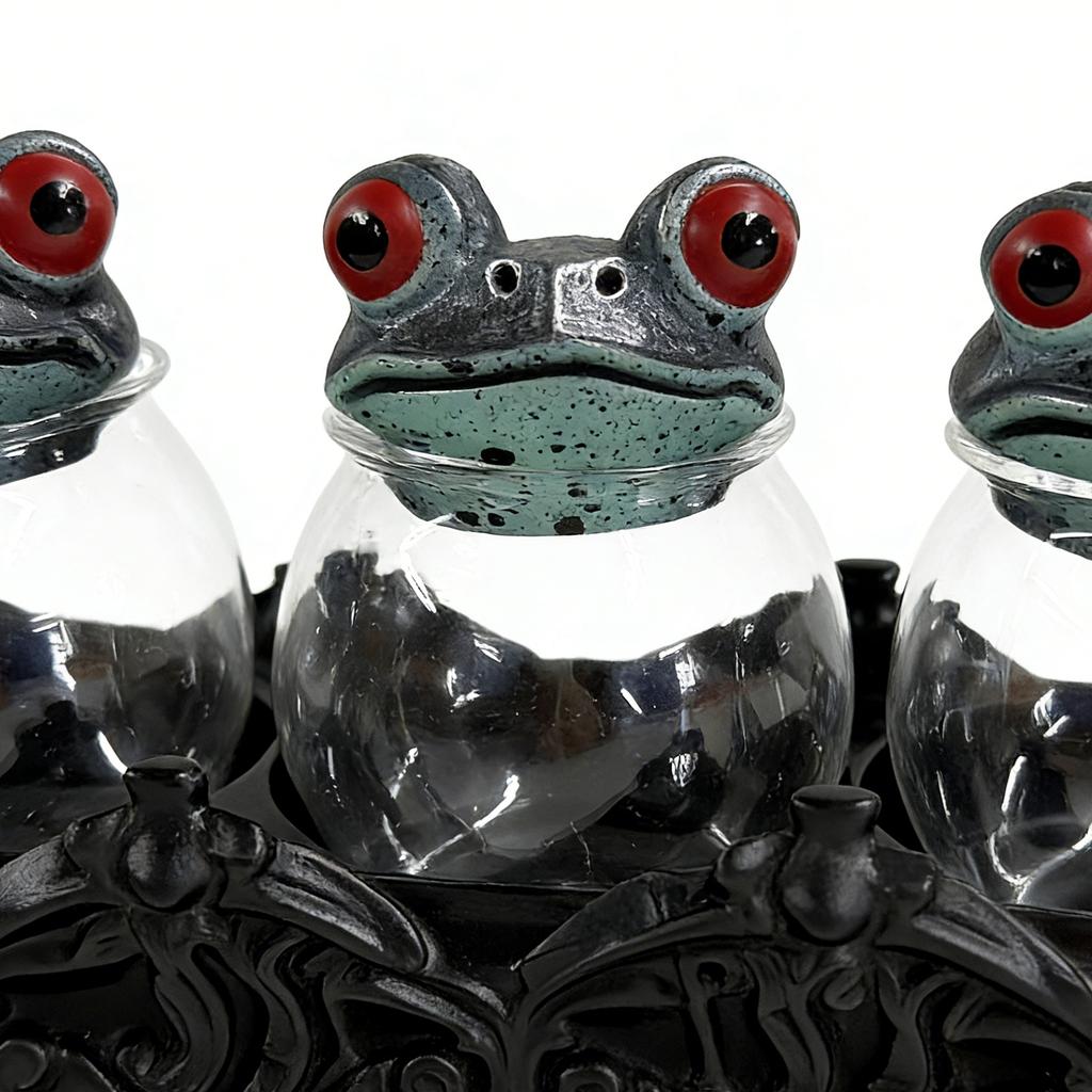 3 Piece Frog Spice Jar Set Clear Seasoning Jars Empty Spice Containers for Salt Pepper Spices Tea Leaves