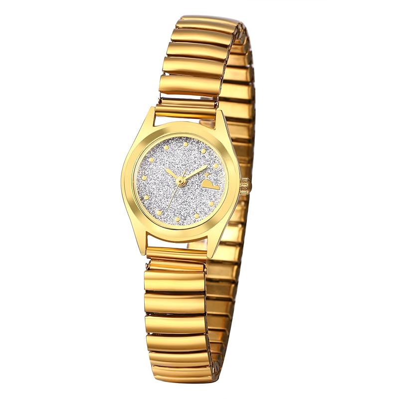 

watch ladies cute waterproof Golden: analog display free size stainless belt bracelet Fashionable quartz fashion watch gold - birthday mother s day