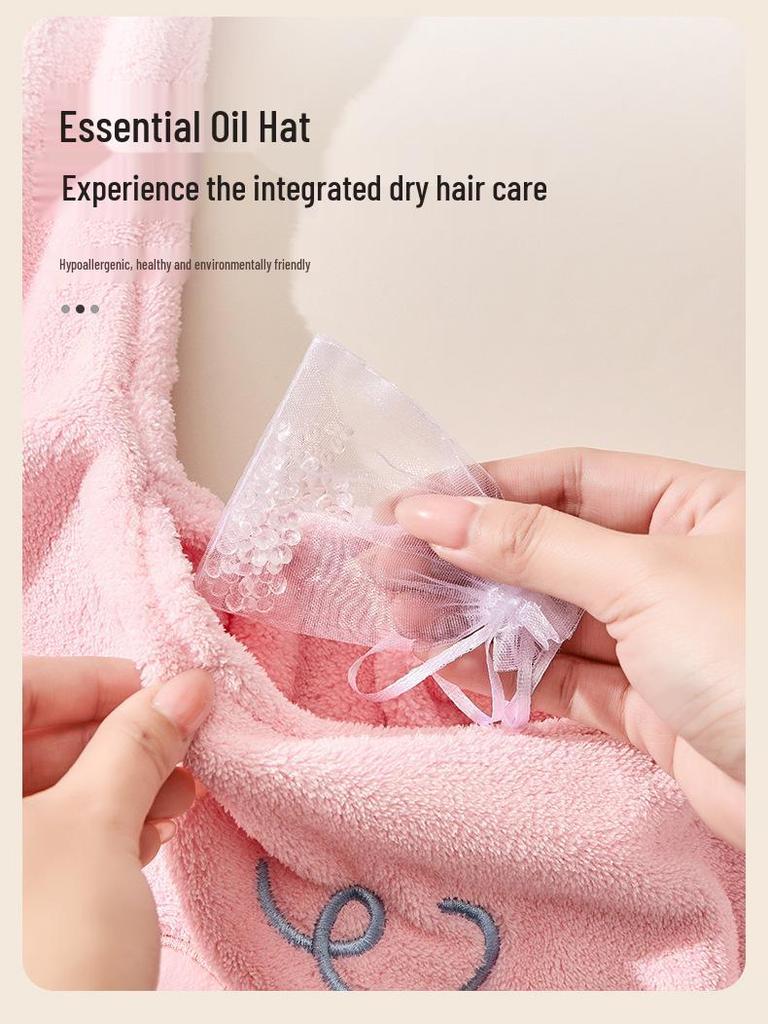 Thickened Cartoon Coral Fleece Hair Drying Towel - Absorbent, Quick-Drying, Foldable & Warm Head Wrap Cap