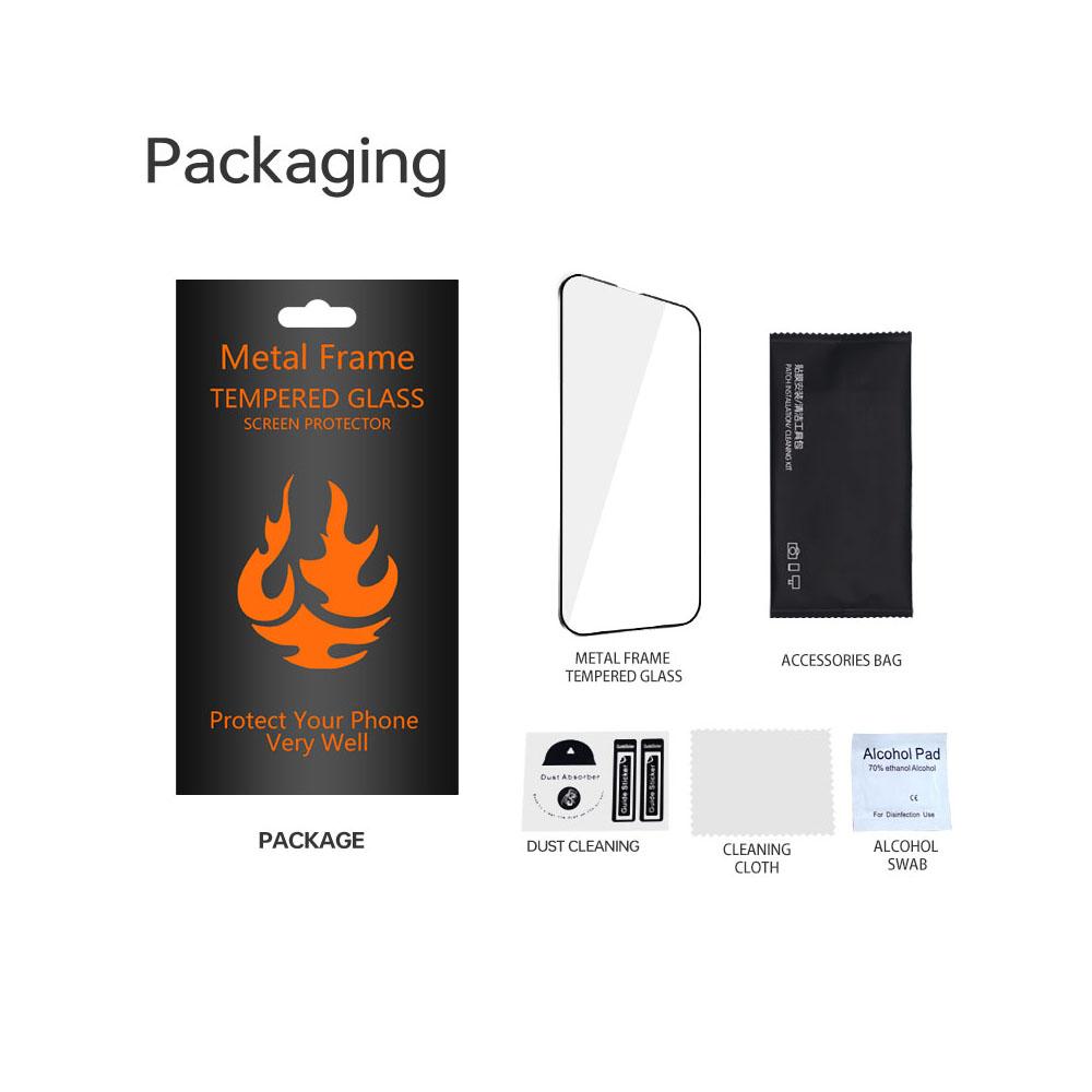 Szkło Hartowane Z Metalową Ramką Do Iphone Xs Max / 11 Pro Max Czarna Ramka