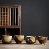 Coarse Pottery Wood-Fired Ceramic Tea Tasting Cup - Retro Single Gongfu Tea Bowl.