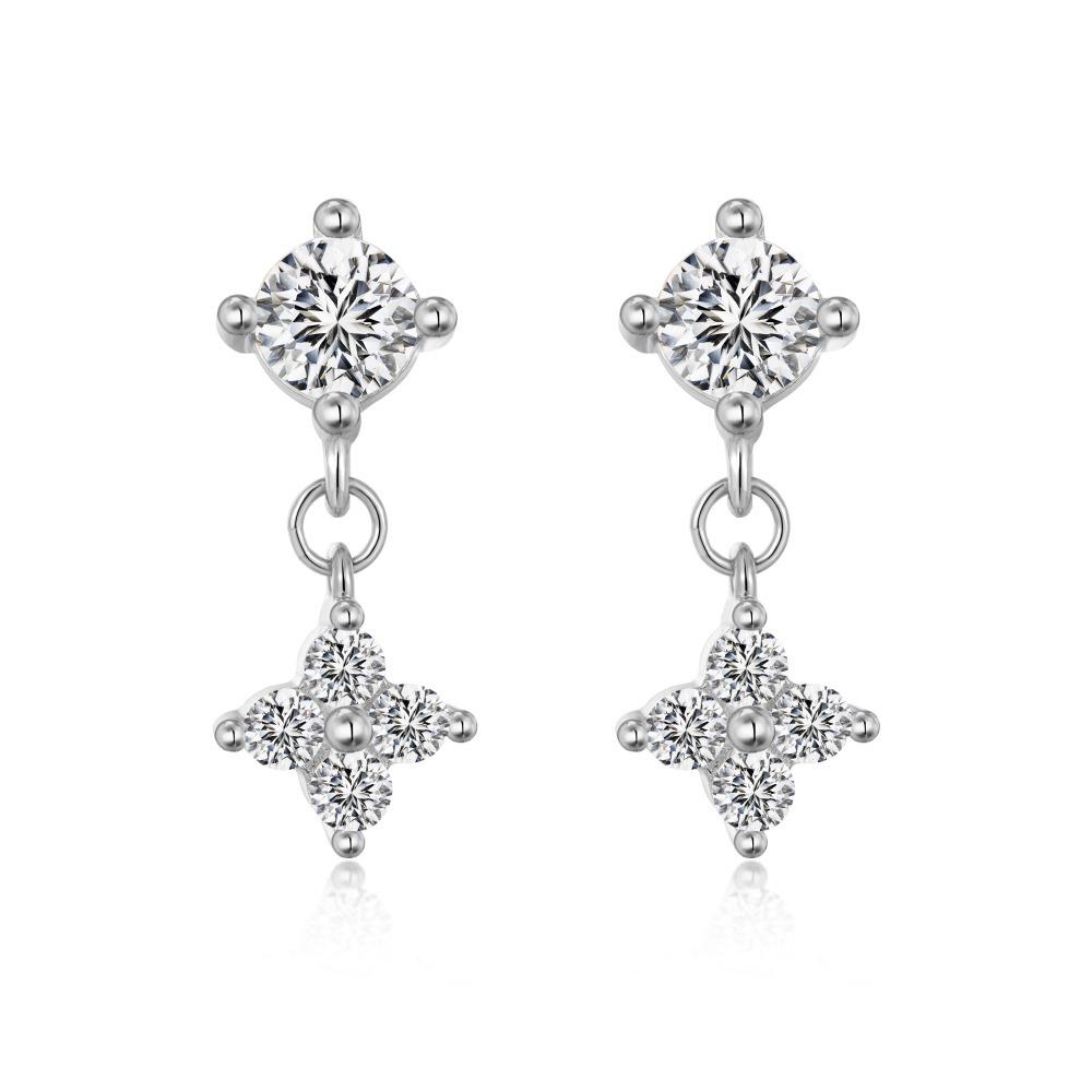 Cercei Stud din Argint Sterling S925 cu Patru Frunze: Stil rafinat, versatil, de lux ușor pentru femei