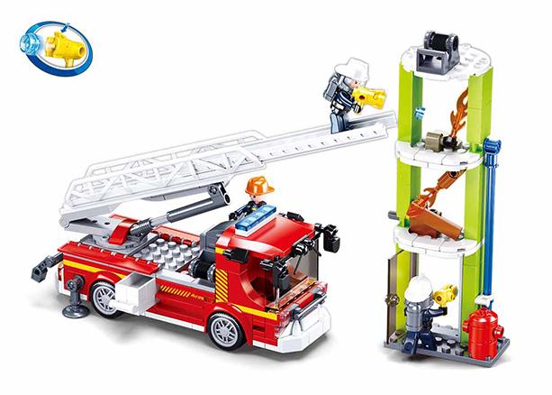 Klocki Sluban Fire Straż Pożarna Samochód Z Drabiną 343 - B0966
