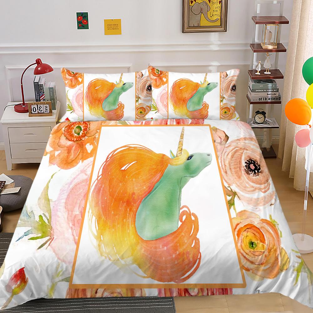 2023 Nový styl Unicorn Printing 3D ložní oblek 100% polyester Ložnice Dekor z mikrovlákna Pohodlný luxusní povlak na přikrývku