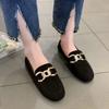 Fashion Black Round Toe Women's Flat Shoes Slip-on Comfortable and Elegant Korean Style Non Luxury Brand Fashionable Y2k Ladies Footwear
