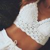 Women Swimwear Knitted Halter Neck Solid Color Hollow Out Bathing Suits Monokini Mujer Swimwear Summer Swimming Bra Beach