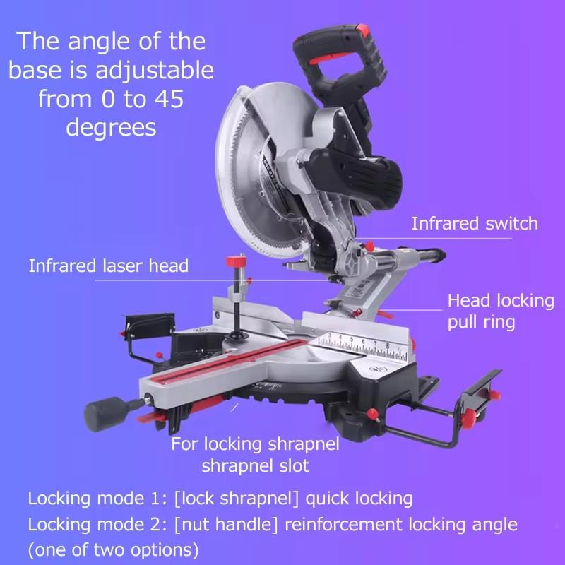 Multi-Functional 8inch/12inch Tie-Bar Cutting Machine Stainless Steel Aluminum Miter Saw Push-Pull Saw Woodworking Saw