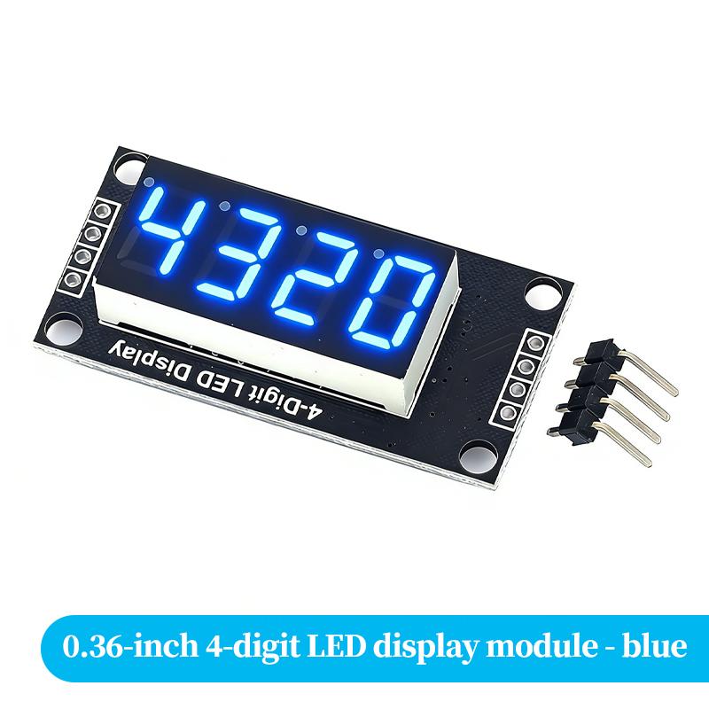 TM1637 4 Digit LED Display Module 0.36 Inch Dimmable Black Face Digital Tube Red Green Yellow Blue White