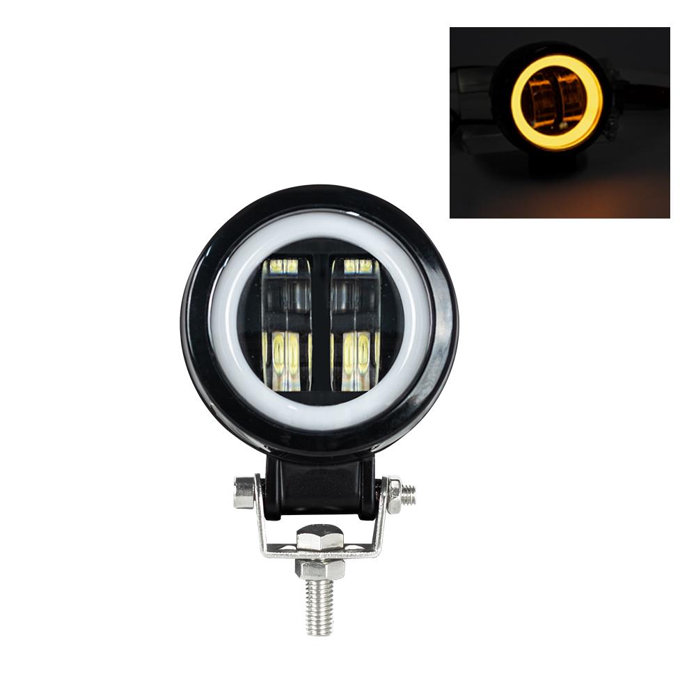 3inch LED Spot Fog Light Car Boat Motorcycle LED Work Light LED Off Raod Lights 12V 24V 6500K 20W with Angel Eyes Lights