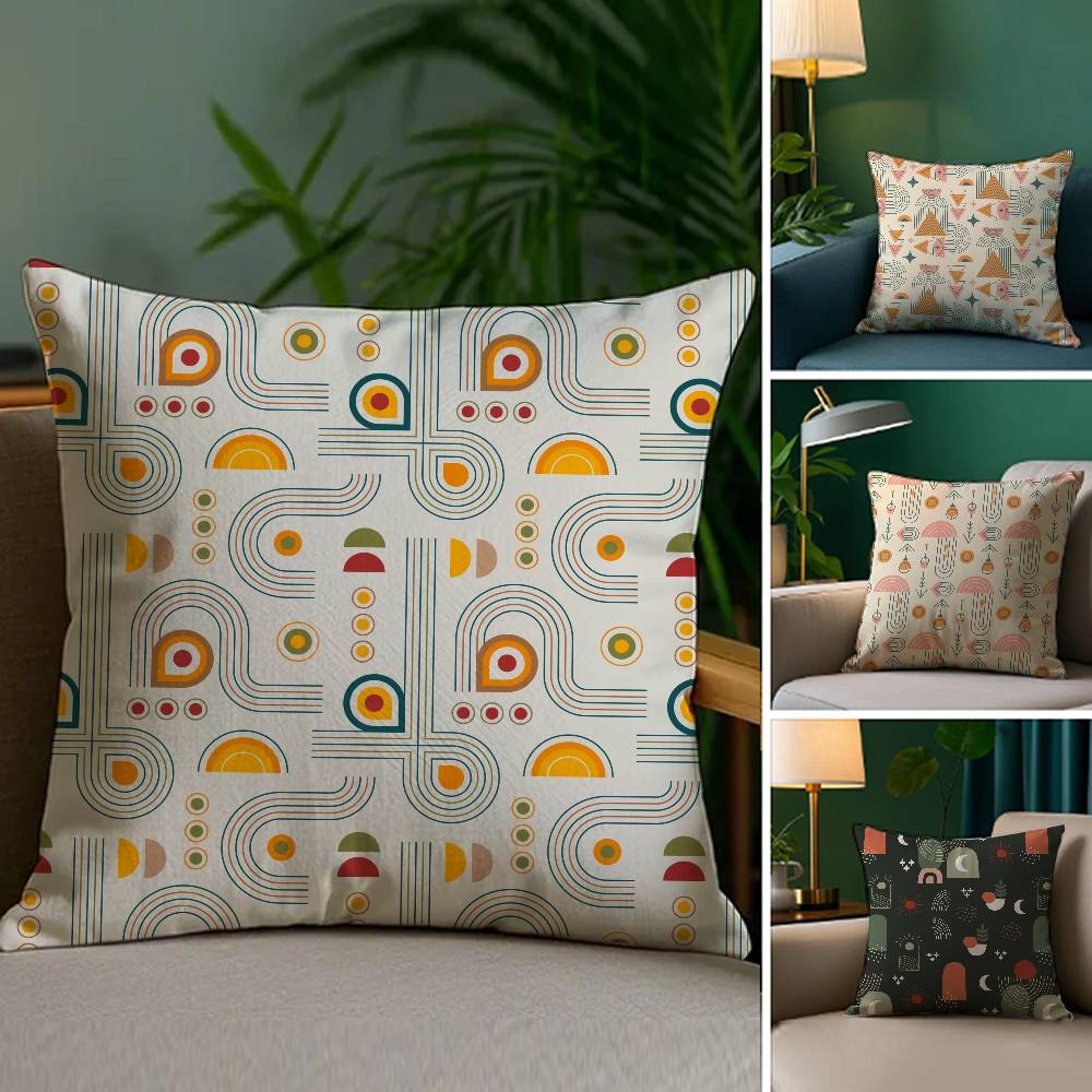 Home Decor Vintage Geometric Pattern Digital Print Pillowcase Pattern Cushion Cover Suitable for Sofa Bedroom Car Pillow Cover