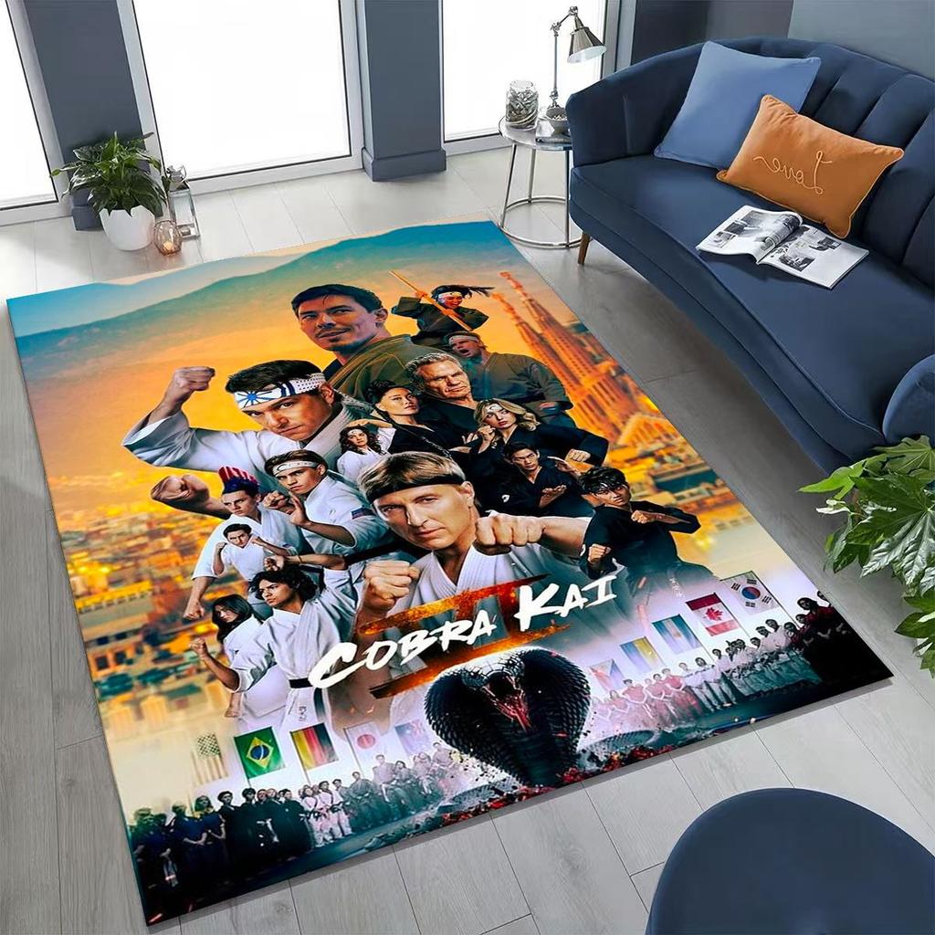 3D Cobra Kai Karate Daniel LaRusso Johnny Art Rug for Bedroom Living Room Sofa Home Doormat Decor, Large Kids Non-slip Floor Mat