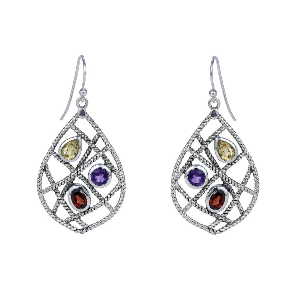 Handmade Garnet Earrings, 925 Sterling Silver Earrings, Designer Jewelry, Gift for Wife