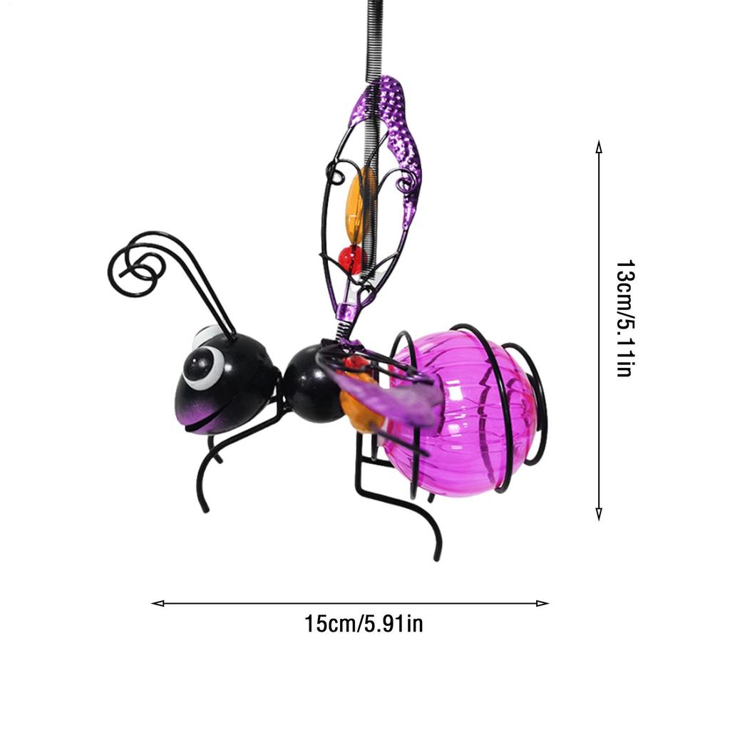 Solar Iron Insect Statue With LED Fairy Light Outdoor Waterproof Hanging Tree Ornament For Fence Yard Courtyard Garden Art Decor