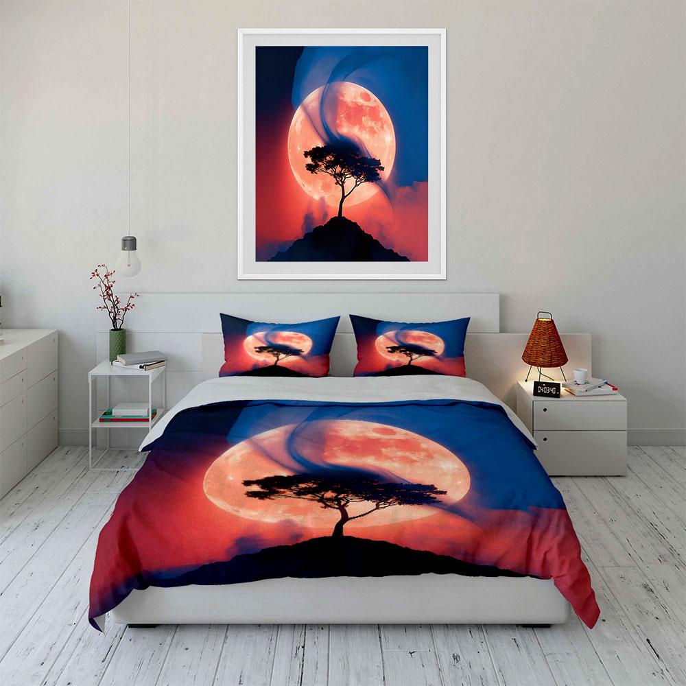 Moonlight Tree Art Prints Set Soft Comfortable Duvet Cover Bedding Set Included 1*Duvet Cover & 2*Pillowcases, Gift