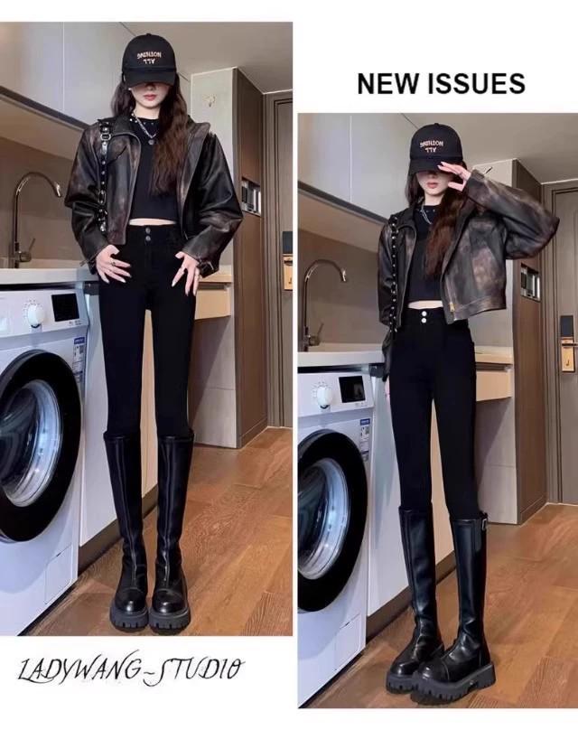 Women's High-Waisted Fleece-Lined Skinny Pants for Winter 2025 - Perfect for Sports & Yoga
