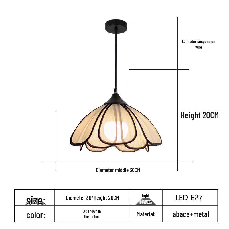 Minimalist Japanese Retro Rattan Petal Chandelier for Home and Tea Rooms
