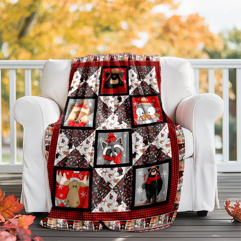 Christmas Theme Printed Blanket - Perfect for Couch, Bed, Travel & Outdoor Use | Machine Washable, Cozy & Durable.