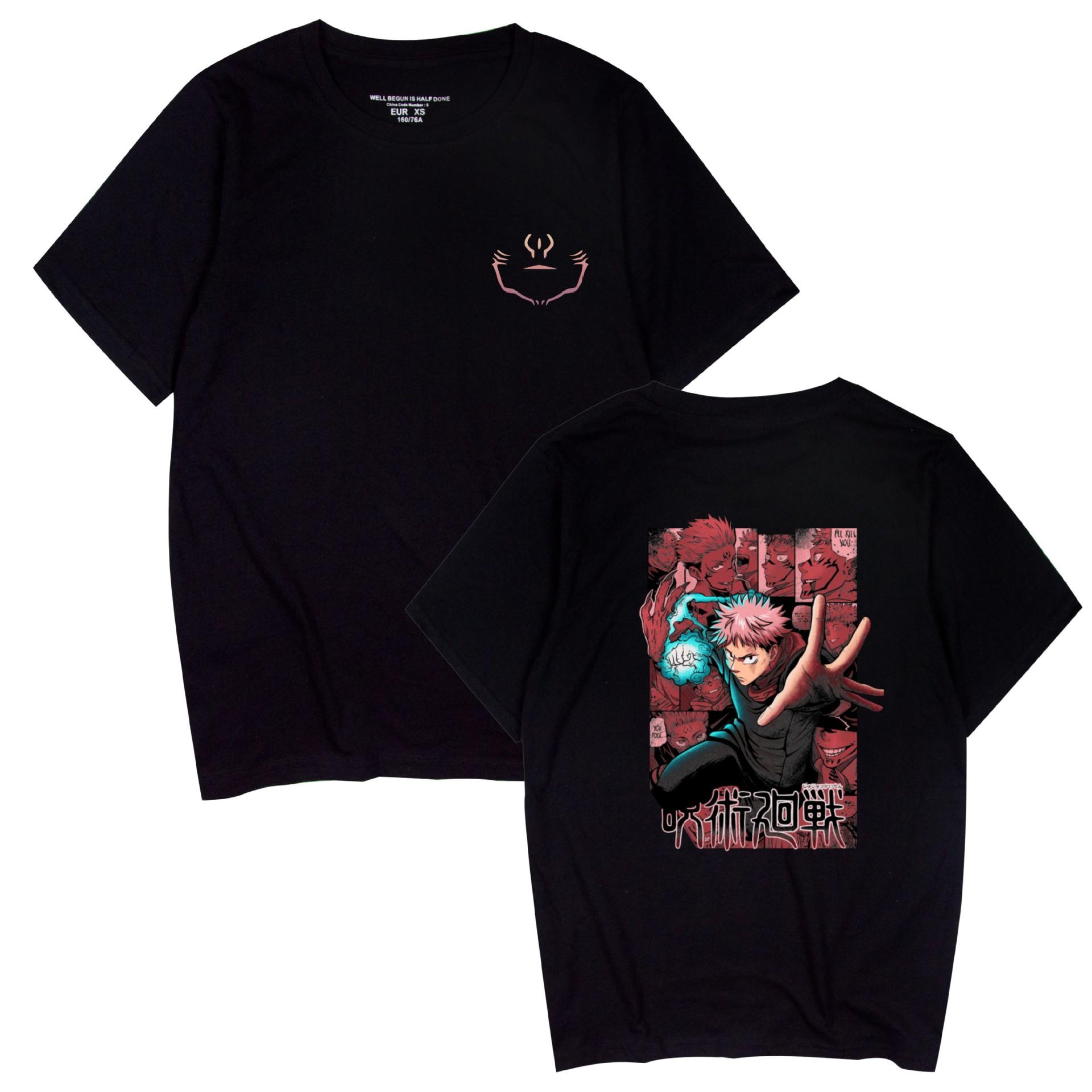 

Jujutsu Kaisen Cartoon Tshirt Men Women Anime Print Top Tees Harajuku Tshirts Fashion Summer T-shirt XS чёрный