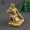 Antique Brass Guan Gong Desk Decoration Bronze God of Wealth Guan Er Ye Buddha Statue Metal Office Buddhism Miniatures Figurines