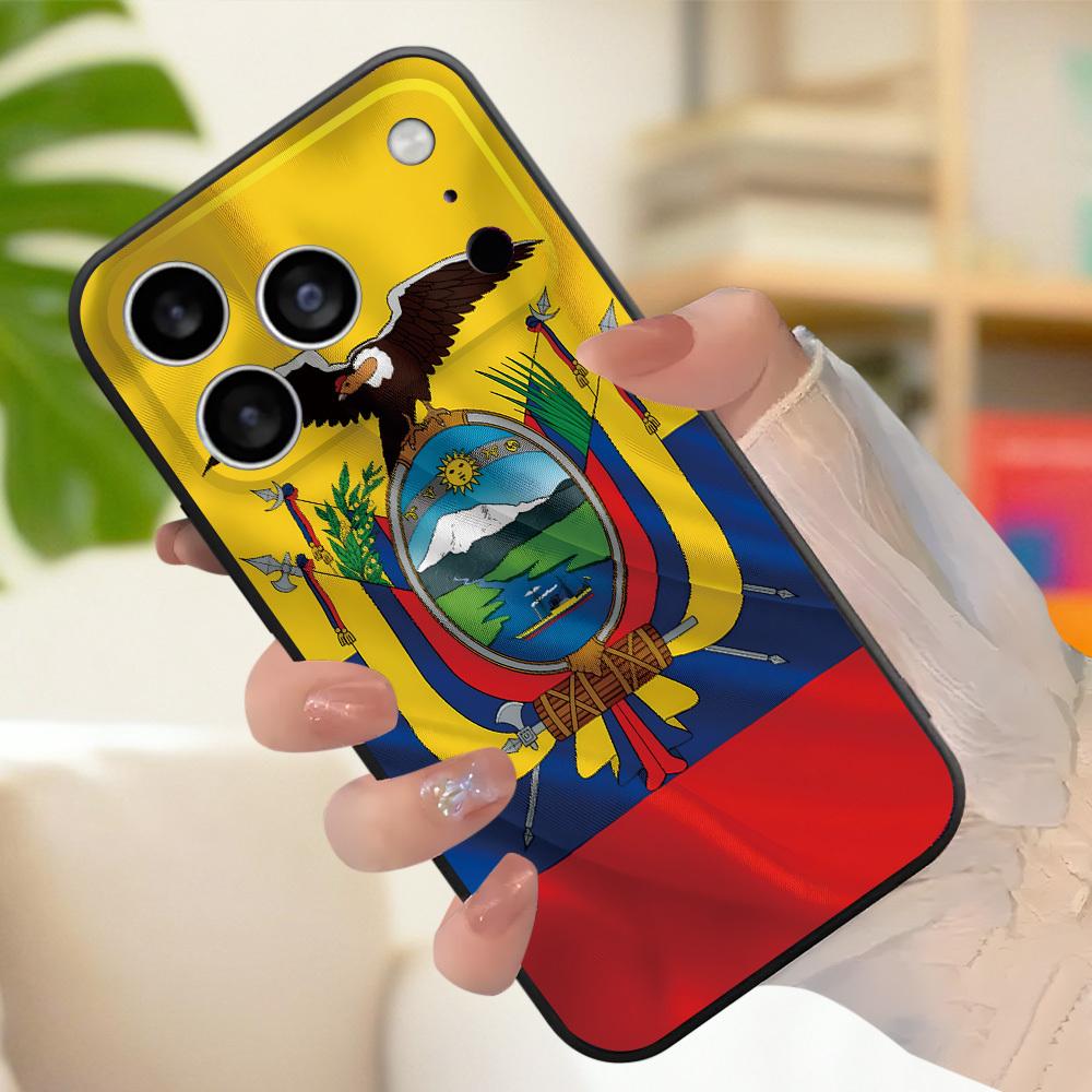 

Ecuador Flag Print Phone Case Black Silicone Matte Phone Case For Iphone 17 Air 16 15 14 13 12 11 Pro Max TPU Soft Case iPhone 15 Plus
