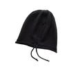 Women's Earmuffs Drawstring Knitted Wool Hat With Curled