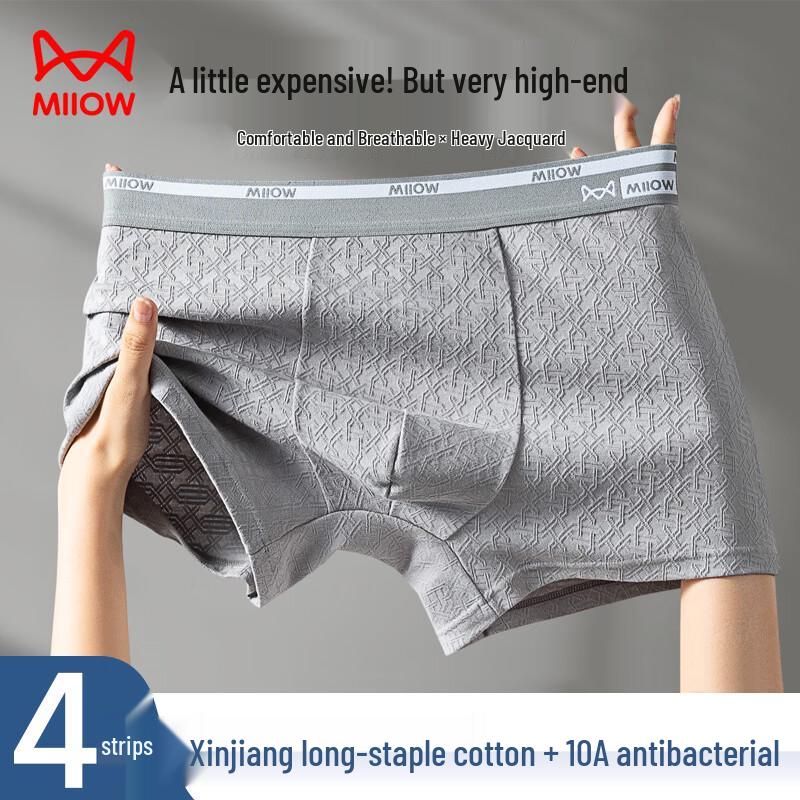 Miiow Men's Premium Cotton Antibacterial Briefs 4-Pack