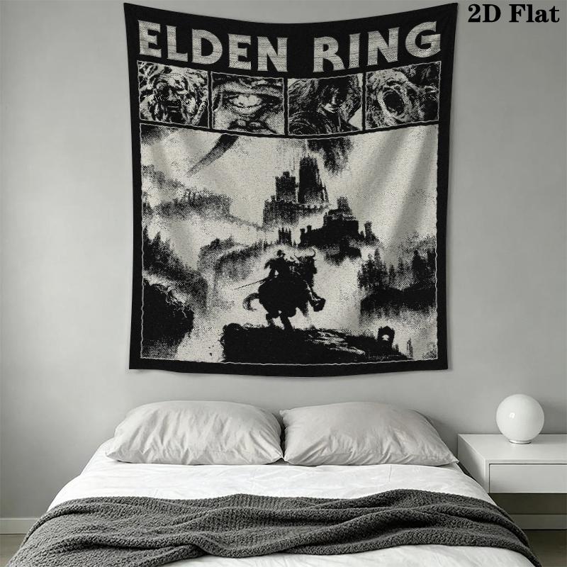 Elden Ring Wandteppich Ästhetischer Wandbehang Bedruckter Stoffdecke Dekorative Wandteppiche für Schlafzimmer Wohnzimmer Heimdekoration