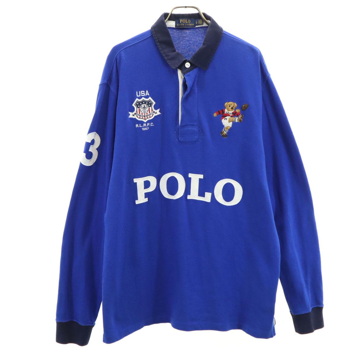 

POLO RALPH LAUREN Polo Bear Embroidery Long sleeve Lager shirt L blue Men s Used
