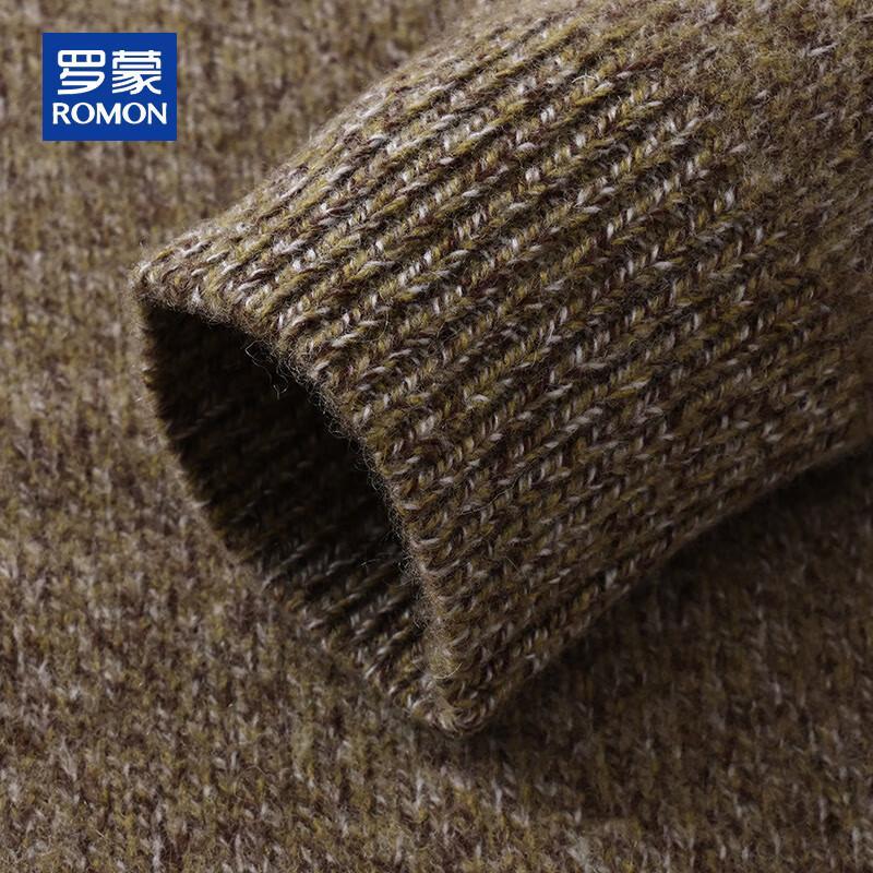 ROMON Men's 100% Pure Wool Round Neck Thick Sweater