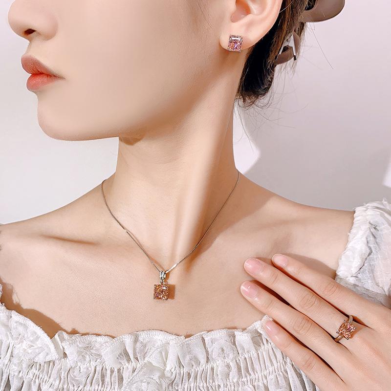 Jewelry Jewelry Set Jewelry Earrings Necklace Ring Square Papalacha Women's High-end Fashion Women's Batch