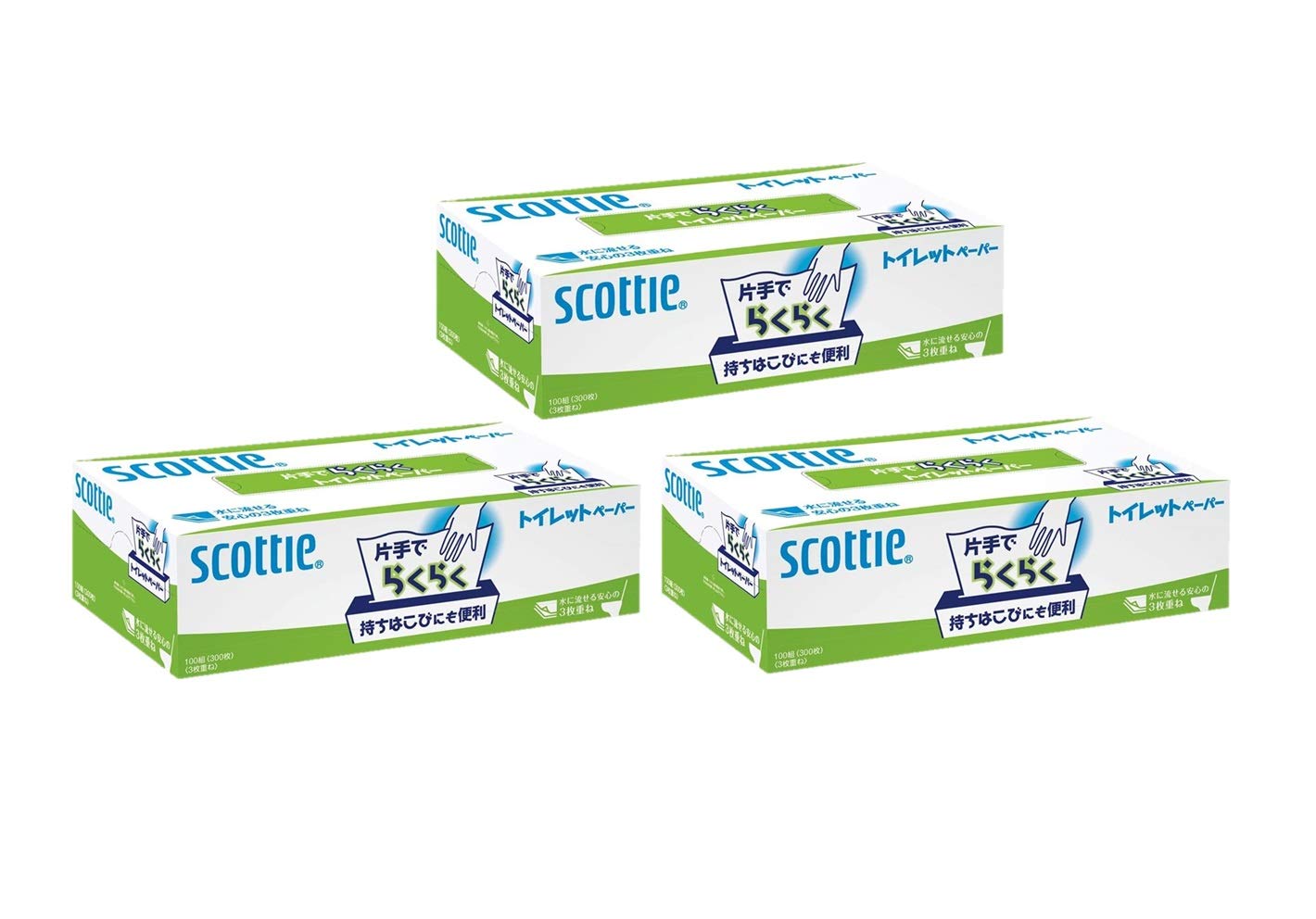 Scotty Easy Toilet 300 Листов x 3 Упаковки Бумага для Одной Руки, (100 пар)