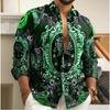 Camisas de Manga Larga con Estampado Floral Desgastado para Hombre, Cárdigan Casual, Botón Nuevo, Camisas de Moda Festiva